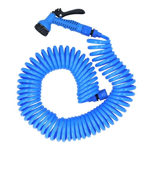 【当商品送料無料】ホース 15m 通販 スパイラルホース 散水ホース ホースリール 水まきホース 水撒きホース 洗車 掃除 巻き取り不要 切り替え