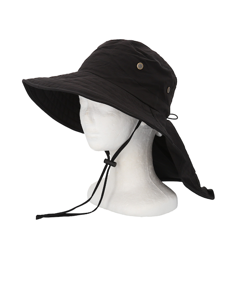 【当商品送料無料】ハット 帽子 レディース 通販 サファリハット たれ付き あご紐付き シンプル 無地 ナイロン 通勤 通学 自転車 日よけ