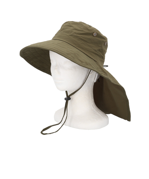 【当商品送料無料】ハット 帽子 レディース 通販 サファリハット たれ付き あご紐付き シンプル 無地 ナイロン 通勤 通学 自転車 日よけ