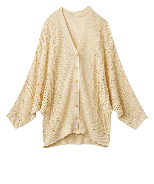 【当商品送料無料】カーディガン 透かし編み レディース 961719 通販 ドルマンカーディガン 透かし編みカーディガン 上着 カーデ 羽織