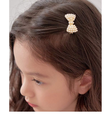 【当商品送料無料】Rora ヘアクリップ キッズ 通販 サラン リボンヘアクリップ ヘアピン 髪飾り 髪留め パール リボン ゴールド 女の子 子供