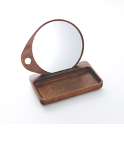 【当商品送料無料】shesay 卓上ミラー トレー付き 通販 卓上 ミラー 鏡 かがみ 手鏡 ウッドトレー トレー 木製 小物置き 収納 壁掛け