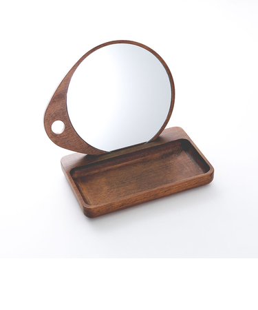 【当商品送料無料】shesay 卓上ミラー トレー付き 通販 卓上 ミラー 鏡 かがみ 手鏡 ウッドトレー トレー 木製 小物置き 収納 壁掛け