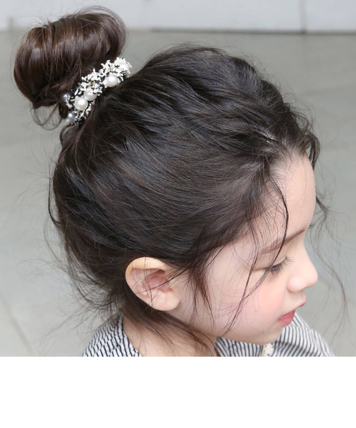 【当商品送料無料】Rora シュシュ キッズ 通販 ルーム 髪飾り お団子 ヘアゴム ポニーテール ツイード パール 女の子 子供 子ども こども