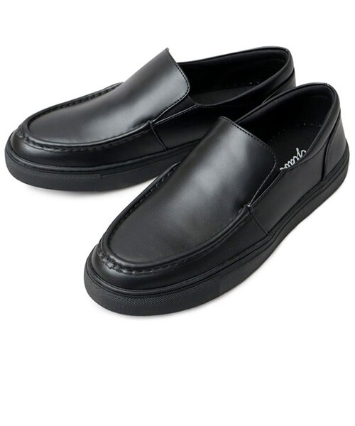 レディースのモカシン・デッキシューズ（ブラック）の通販｜&mall