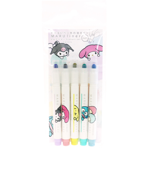 【当商品送料無料】マルライナー 5色セット サンリオキャラクターズ 通販 蛍光ペン マーカーペン 蛍光マーカー 5色 カラーペン 色ペンセット ペン