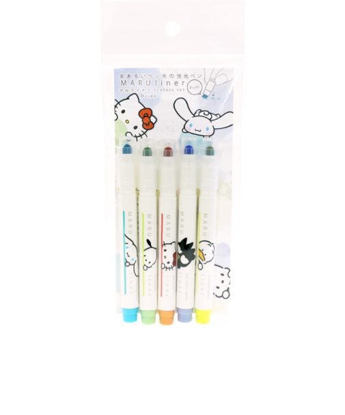 【当商品送料無料】マルライナー 5色セット サンリオキャラクターズ 通販 蛍光ペン マーカーペン 蛍光マーカー 5色 カラーペン 色ペンセット ペン