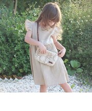 【当商品送料無料】Rora ワンピース キッズ 通販 ローラ リネンワンピース ノエル 半袖 フリル レース 無地 コットンリネン 綿麻 夏服 夏
