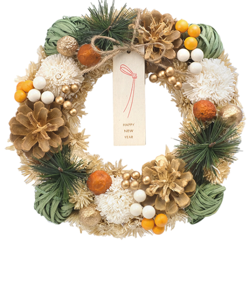 【当商品送料無料】お正月 リース M 通販 玄関リース 冬 玄関 飾り Mサイズ 玄関飾り 壁飾り 秋 正月飾り 花 オーナメント GREEN
