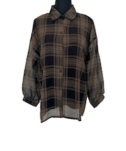 【当商品送料無料】シアーシャツ チェック 通販 シアーブラウス シアー ブラウス 長袖シャツ レディース トップス シースルーシャツ シャツ