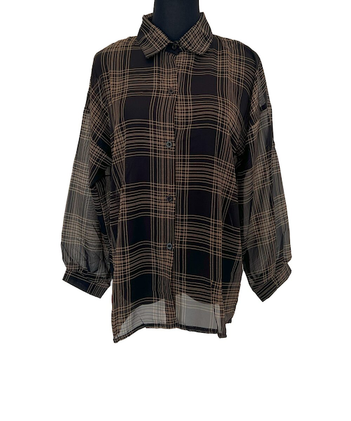 【当商品送料無料】シアーシャツ チェック 通販 シアーブラウス シアー ブラウス 長袖シャツ レディース トップス シースルーシャツ シャツ