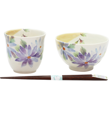 【当商品送料無料】美濃焼 茶碗 湯呑 箸 セット 通販 花ものがたり 和藍 日本製 和食器セット 食器 飯椀 湯呑み お箸 はし 天宝箸 ご飯茶碗