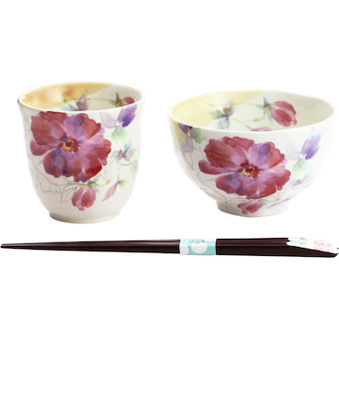 【当商品送料無料】美濃焼 茶碗 湯呑 箸 セット 通販 花ものがたり 和藍 日本製 和食器セット 食器 飯椀 湯呑み お箸 はし 天宝箸 ご飯茶碗