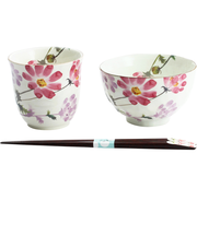 【当商品送料無料】美濃焼 茶碗 湯呑 箸 セット 通販 花ものがたり 和藍 日本製 和食器セット 食器 飯椀 湯呑み お箸 はし 天宝箸 ご飯茶碗