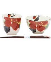 【当商品送料無料】美濃焼 茶碗 湯呑 箸 セット 通販 花ものがたり 和藍 日本製 和食器セット 食器 飯椀 湯呑み お箸 はし 天宝箸 ご飯茶碗