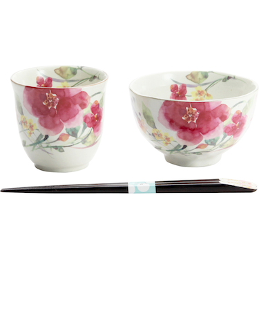 【当商品送料無料】美濃焼 茶碗 湯呑 箸 セット 通販 花ものがたり 和藍 日本製 和食器セット 食器 飯椀 湯呑み お箸 はし 天宝箸 ご飯茶碗