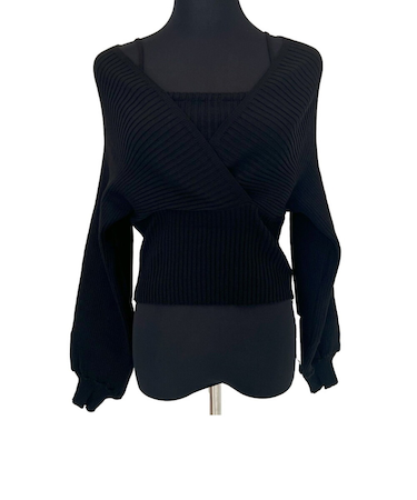 【当商品送料無料】ニット レディース 長袖 通販 ショート丈 レディースニットセーター 長袖ニット レイヤード風ニット トップス プルオーバー