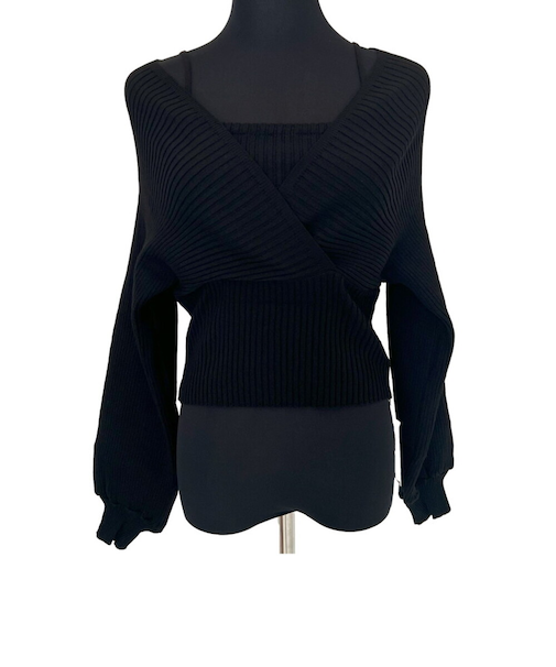 【当商品送料無料】ニット レディース 長袖 通販 ショート丈 レディースニットセーター 長袖ニット レイヤード風ニット トップス プルオーバー