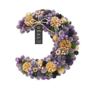 【当商品送料無料】ハロウィン 秋 リース 玄関 通販 三日月リース オータムリース ドライリース Mサイズ 直径約25cm クレッセントリース