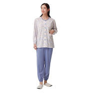 【当商品送料無料】セルヴァン パジャマ 低身長 通販 ルームウェア 上下セット 部屋着 レディース 前開き 襟なし 小さいサイズ プチサイズ 長袖