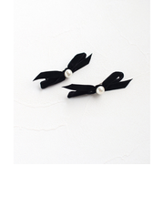 【当商品送料無料】Rora ヘアクリップ キッズ 2個セット 通販 マロン リボン ミニ パール ベロア ヘアークリップ 髪どめ 髪留め