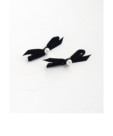 【当商品送料無料】Rora ヘアクリップ キッズ 2個セット 通販 マロン リボン ミニ パール ベロア ヘアークリップ 髪どめ 髪留め