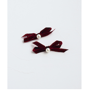 【当商品送料無料】Rora ヘアクリップ キッズ 2個セット 通販 マロン リボン ミニ パール ベロア ヘアークリップ 髪どめ 髪留め