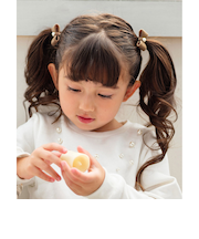 【当商品送料無料】Rora ヘアクリップ キッズ 2個セット 通販 ベル ミニ リボン パール ベルベット ヘアークリップ 髪どめ 髪留め