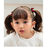 【当商品送料無料】Rora ヘアクリップ キッズ 2個セット 通販 ベル ミニ リボン パール ベルベット ヘアークリップ 髪どめ 髪留め