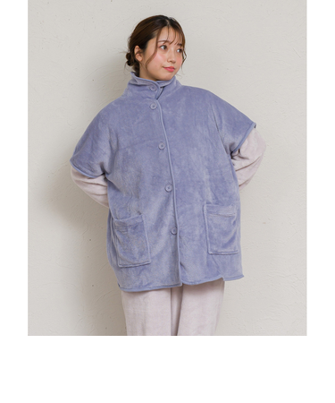 【当商品送料無料】ブランケットローブ ショート丈 通販 ローブ ブランケット レディース 前開き フロントボタン ルームウェア 暖かい ふわふわ