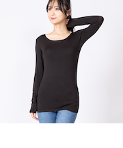 【当商品送料無料】長袖 tシャツ レディース 通販 PAGE ONE GTS0844 無地 Uネック ロンt インナー 長袖Tシャツ カットソー