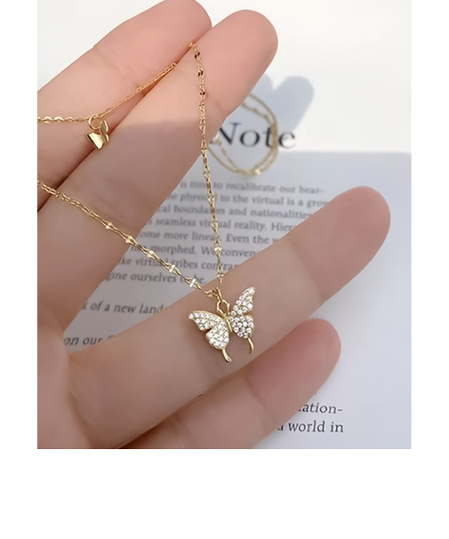 【当商品送料無料】ネックレス レディース シンプル 通販 ペンダント 首飾り ジュエリー アクセサリー 二重 ダブル 蝶々 蝶 大人 かわいい