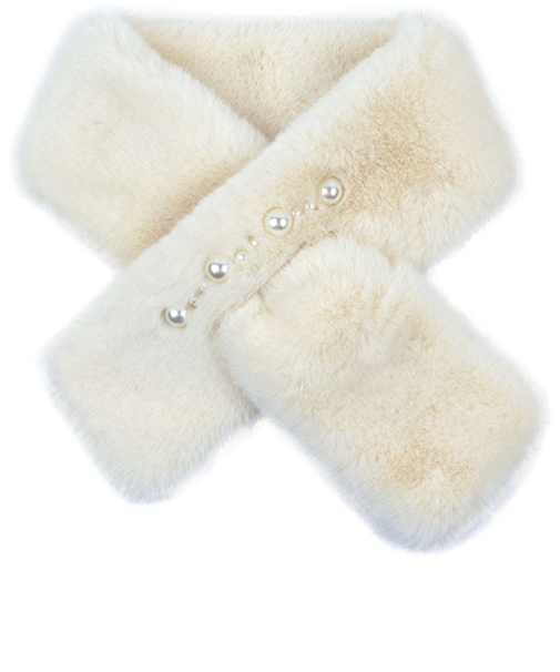 【当商品送料無料】ティペット レディース ファー 通販 ミニマフラー マフラー 襟巻き 首巻き パール付 パール ふんわり ふわふわ かわいい