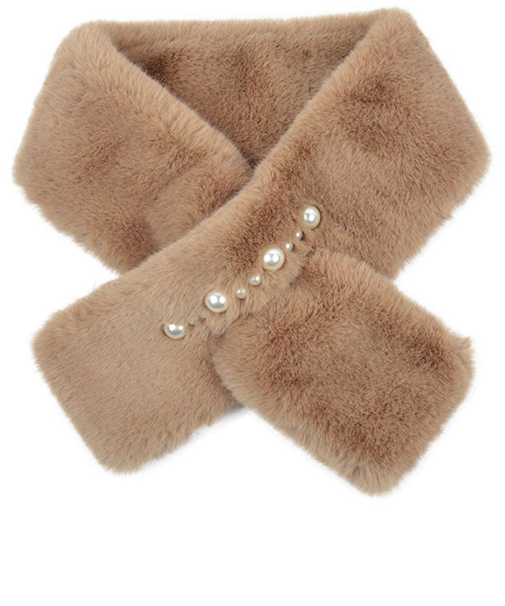 【当商品送料無料】ティペット レディース ファー 通販 ミニマフラー マフラー 襟巻き 首巻き パール付 パール ふんわり ふわふわ かわいい