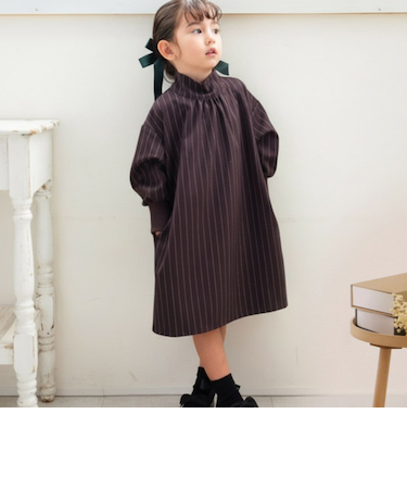 【当商品送料無料】Rora ワンピース 通販 ビオラ パール付きバルーンワンピース 子供服 ワンピ 長袖 フォーマルワンピース コクーン パール