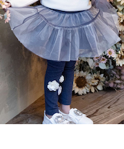 【当商品送料無料】Rora 子供服 スカート 通販 スカッツ コスモス お花ラメチュールスカッツ スカートパンツ チュールスカート フレアスカート