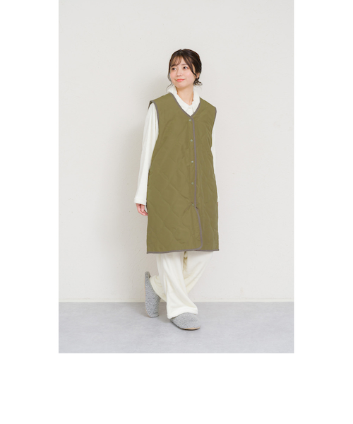 ロンハーマン別注 forte_forte キルティング ジレ ベスト ボタニカル 7 Days ダイヤモンドキルティングベスト/ウォッシャブル/グレー