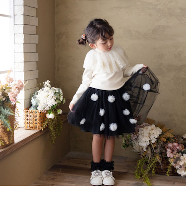 【当商品送料無料】Rora 子供服 スカート 通販 ポップマム お花スカート フレアスカート キッズ 女の子 女子 チュールスカート レース