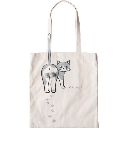 【当商品送料無料】トートバッグ AND PACKABLE 通販 ニャンタマトートバッグ 大きめ A4 ショルダーバッグ 猫 ねこ ネコ 肩掛け