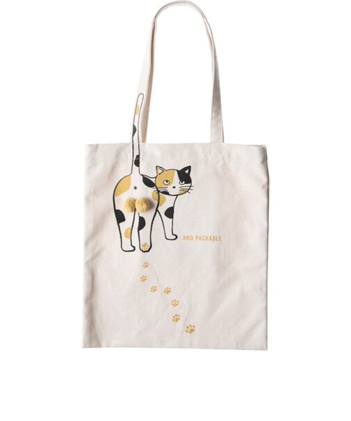 【当商品送料無料】トートバッグ AND PACKABLE 通販 ニャンタマトートバッグ 大きめ A4 ショルダーバッグ 猫 ねこ ネコ 肩掛け