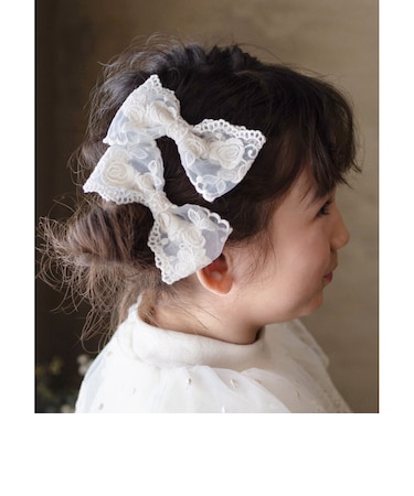 【当商品送料無料】Rora ヘアクリップ キッズ 2個セット 通販 ナイリー リボン 大きめ レース ヘアークリップ 髪どめ 髪留め