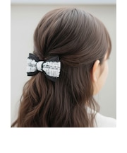 【当商品送料無料】リボン バレッタ ハーフアップ 通販 Rora ローラ クラシック ツイード 髪飾り 髪どめ 髪留め 小さめ 大人っぽい 女の子