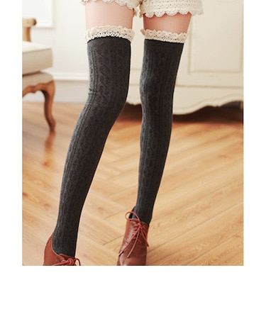 【当商品送料無料】ニーハイソックス レディース 通販 Diamond Hearts ダイヤモンドハーツ フリル付き ニーハイ ソックス オーバーニー