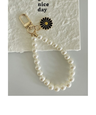 【当商品送料無料】キーチャーム パール フラワー 通販 チャーム キーホルダー バッグチャーム バックチャーム かわいい ブラックフラワー