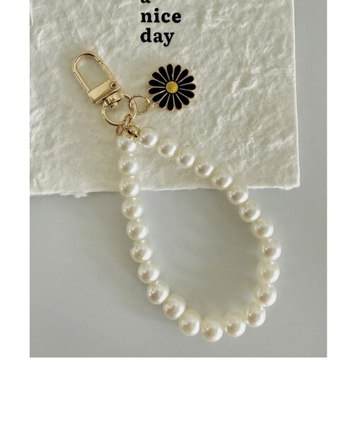 【当商品送料無料】キーチャーム パール フラワー 通販 チャーム キーホルダー バッグチャーム バックチャーム かわいい ブラックフラワー