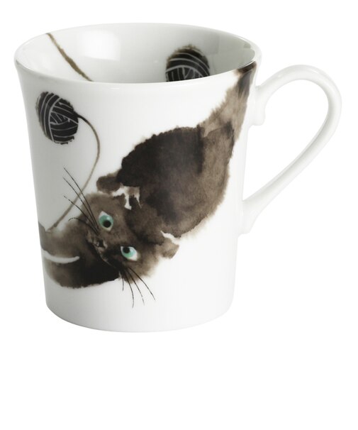 【当商品送料無料】セラミック藍 マグカップ 通販 日本製 マグ カップ 磁器 湯呑み コップ 和食器 食器 にゃん屋 花猫 ネコ ねこ ギフト