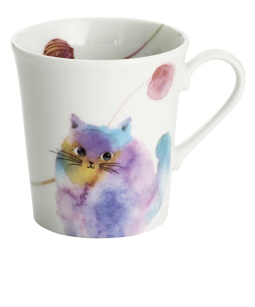 【当商品送料無料】セラミック藍 マグカップ 通販 日本製 マグ カップ 磁器 湯呑み コップ 和食器 食器 にゃん屋 花猫 ネコ ねこ ギフト