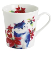 【当商品送料無料】セラミック藍 マグカップ 通販 日本製 マグ カップ 磁器 湯呑み コップ 和食器 食器 にゃん屋 花猫 ネコ ねこ ギフト
