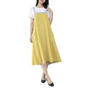 【当商品送料無料】エプロン おしゃれ レディース 通販 カフェエプロン バッククロス ギャザー ナチュラル ロング丈 ワンピース お尻が隠れる