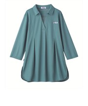 【当商品送料無料】FILA ポロチュニック 通販 チュニック 体型カバー レディース ポロシャツ 七分袖 7分袖 トップス ゆったり ロング丈